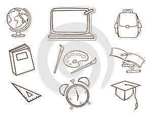 Illustration icon collection black and white of set vector