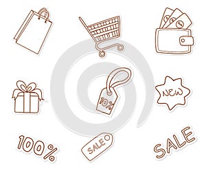 Illustration icon collection black and white of set vector