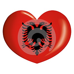 Illustration icon heart with flag of Albania. Ideal for catalogs of institutional materials photo