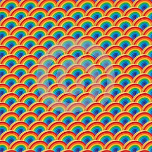 Half circle 3d rainbow color symmetry seamless pattern