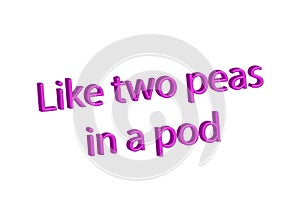 Illustration idiom write like two peas in a pod isolated in a white background