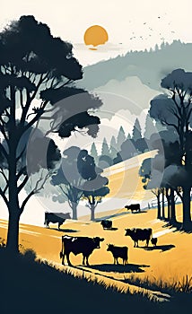 Cows in Agroforestry System: Illustration of Sustainable Farming Practice photo