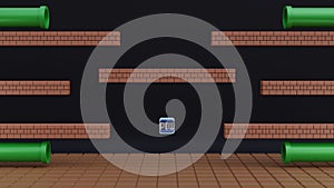 Mario Bros battle game scene, 3d render illustration photo