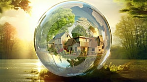 Illustration image, Nature and Sustainability, Eco-friendly Living and conservation, Concept art of Earth and animal life in