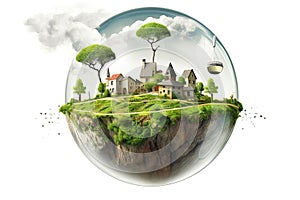 Illustration image, Nature and Sustainability, Eco-friendly Living and conservation, Concept art of Earth and animal life in
