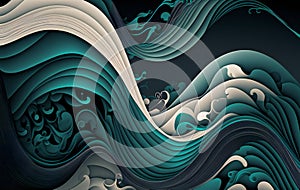 Inconspicuous waves, digital illustration painting, abstract background photo