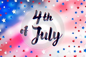 Illustration of Independence Day Vector Poster. 4th of July Paper Lettering on USA flag background with Stars and