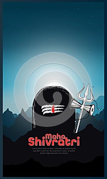 Illustration of Indian Hindu Festival Happy Maha Shivaratri Banner, Poster Design Template