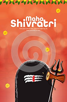 Illustration of Indian Hindu Festival Happy Maha Shivaratri Banner, Poster Design Template