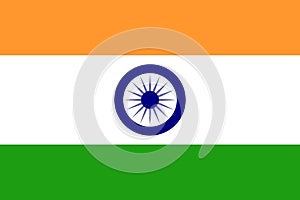 Illustration of Indian National Flag. Tiranga 3 colors - Saffron White and Green with the navy blue wheel Ashok Chakra