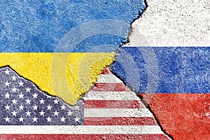 Illustration indicating the political conflict between Ukraine-USA-Russia