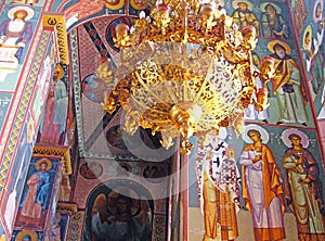 Illustration of indoor murals in a Greek Orthodox church
