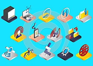 Illustration of info graphic connection icons set concept