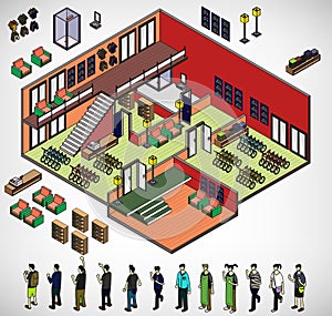 Illustration of info graphic interior room concept