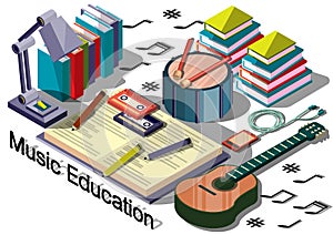 Illustration of info graphic music education concept