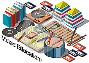 Illustration of info graphic music education concept