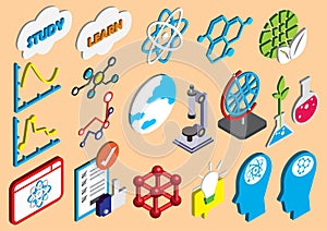 Illustration of info graphic science icons set concept