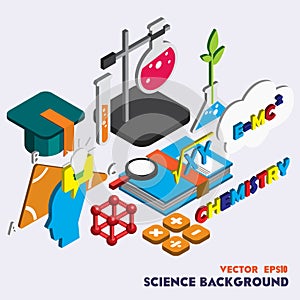 Illustration of info graphic science icons set concept