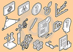 Illustration of info graphic science icons set concept