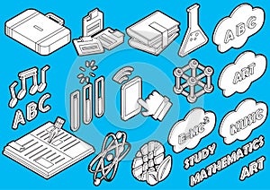 Illustration of info graphic science icons set concept