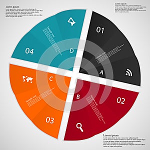 Illustration infographic consists of four folded paper