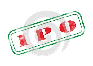 Illustration of Initial Public Offering stamp on plain white background