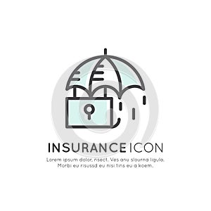 Illustration of Insurance Service, Safeguard, Secure Concept, Minimalistic Object
