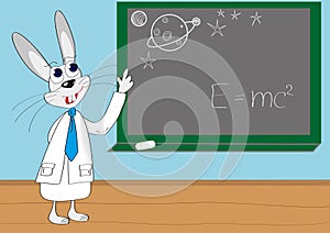 Illustration of intelligent rabbit lecture