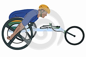 Illustration of an invalid athlete on a wheelchair, vector drawing