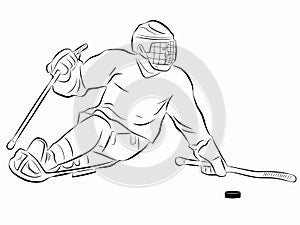 Illustration of invalid ice hockey player, vector drawing