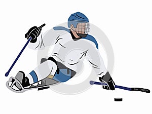 Illustration of invalid ice hockey player, vector drawing