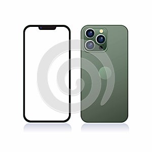 Illustration of iphone 13 pro max midnight green color mockup template editable vector