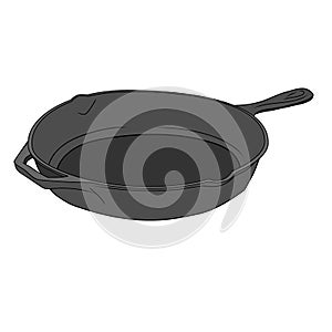 Illustration of Iron Cast Pan. Flat Color.JPEG