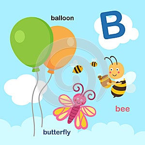 Illustration Isolated Alphabet Letter B-balloon,bee,butterfly