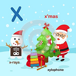 Illustration Isolated Alphabet Letter X-x-rays,xylophone,x mas