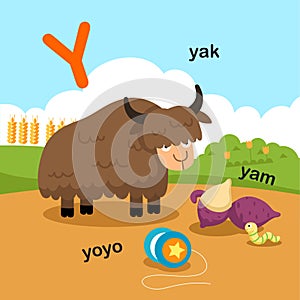 Illustration Isolated Alphabet Letter Y-yak,yoyo,yam