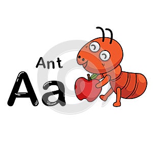 Illustration Isolated Animal Alphabet Letter A-Ant