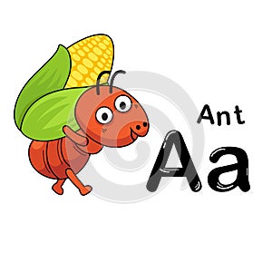 Illustration Isolated Animal Alphabet Letter A-Ant