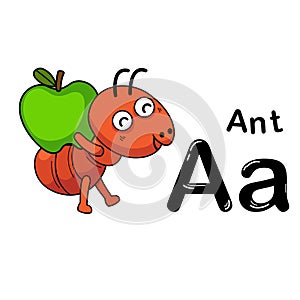 Illustration Isolated Animal Alphabet Letter A-Ant