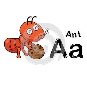 Illustration Isolated Animal Alphabet Letter A-Ant