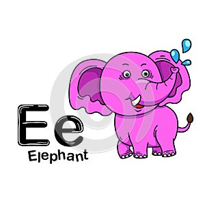 Illustration Isolated Animal Alphabet Letter E-Elephant