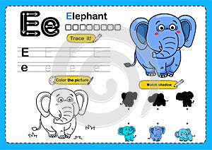 Illustration Isolated Animal Alphabet Letter E-Elephant