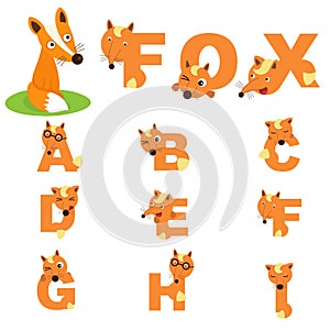 Illustration Isolated Animal Alphabet Letter fox concept