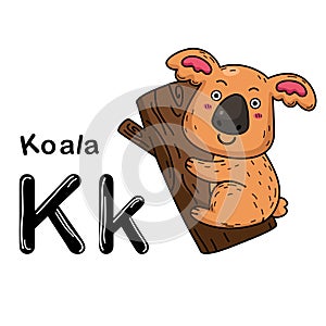 Illustration Isolated Animal Alphabet Letter K-Koala