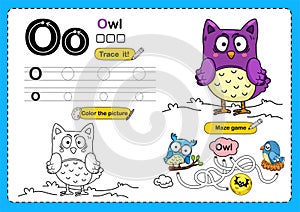 Illustration Isolated Animal Alphabet Letter O-Owl