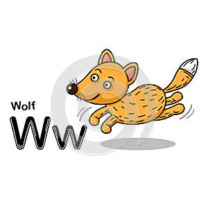 Illustration Isolated Animal Alphabet Letter W-Wolf