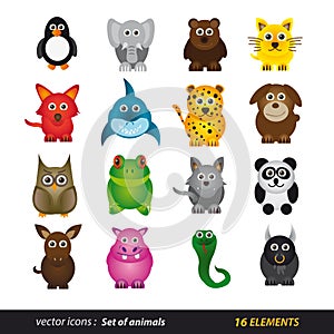 Set of animals. Cartoon and vector isolated