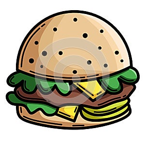 Illustration of isolated cartoon burger