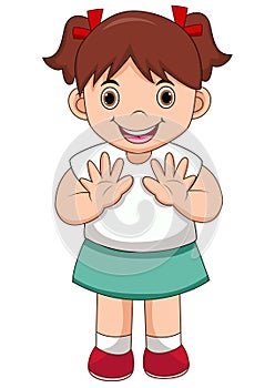 Illustration of isolated cute girl waving hand on white background