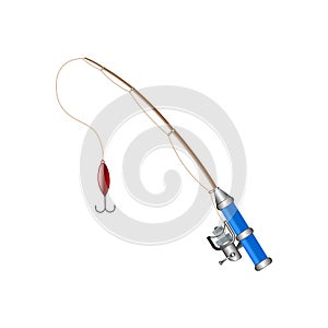 illustration of isolated fishing rod on white background